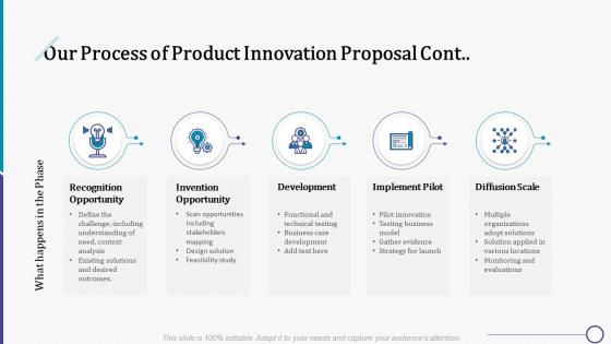 Our process of product innovation proposal cont ppt summary guide