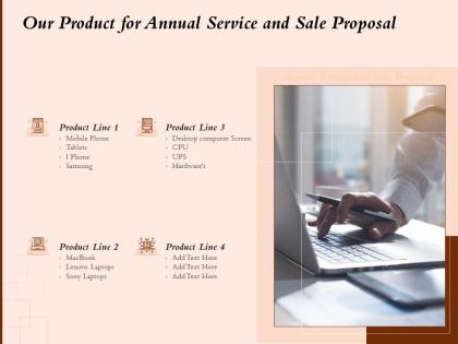 Our product for annual service and sale proposal ppt powerpoint presentation vector