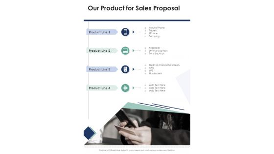 Our Product For Sales Proposal One Pager Sample Example Document