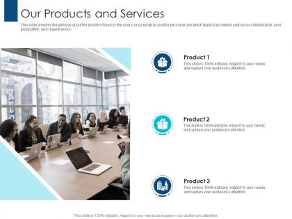 Our products and services pitching for consulting services ppt infographic template example