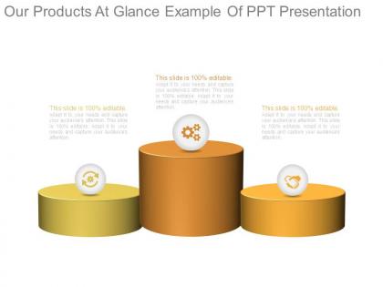 Our products at glance example of ppt presentation