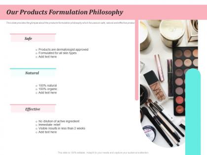 Our products formulation philosophy beauty and personal care product