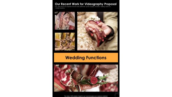 Our Recent Work For Videography Proposal One Pager Sample Example Document