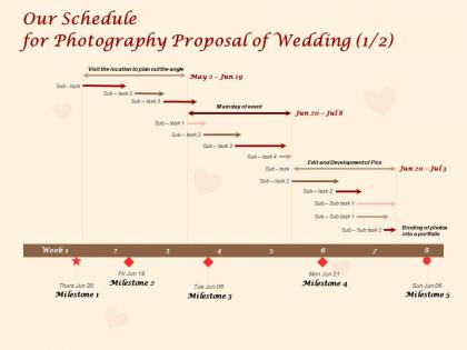 Our schedule for photography proposal of wedding milestone ppt powerpoint presentation gallery