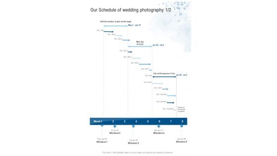 Our Schedule Of Wedding Photography Wedding Photography Proposal One Pager Sample Example Document