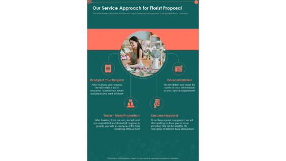Our Service Approach For Florist Proposal One Pager Sample Example Document