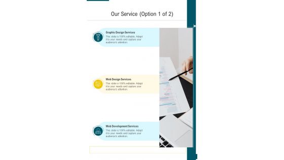 Our Service Financial Proposal One Pager Sample Example Document