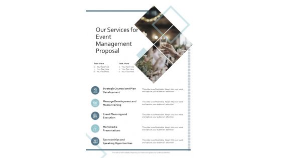 Our Services For Event Management Proposal One Pager Sample Example Document
