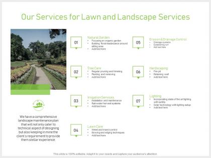 Our services for lawn and landscape services powerpoint presentation gallery ideas