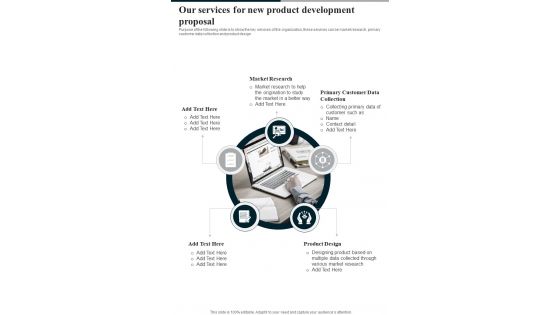 Our Services For New Product Development Proposal One Pager Sample Example Document