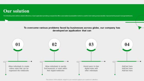 Our Solution Evernote Investor Funding Elevator Pitch Deck