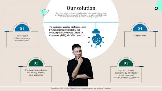 Our Solution Warby Parker Investor Funding Elevator Pitch Deck