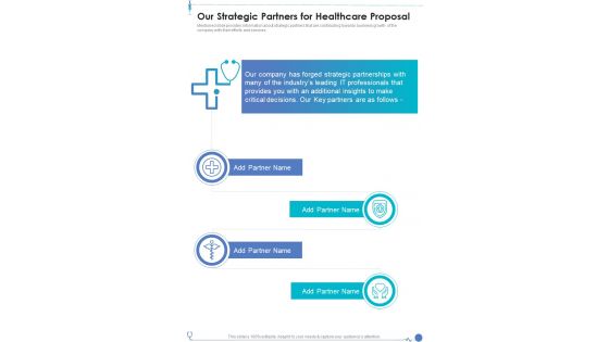 Our Strategic Partners For Healthcare Proposal One Pager Sample Example Document