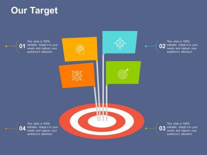 Our target with four icons ppt file infographics
