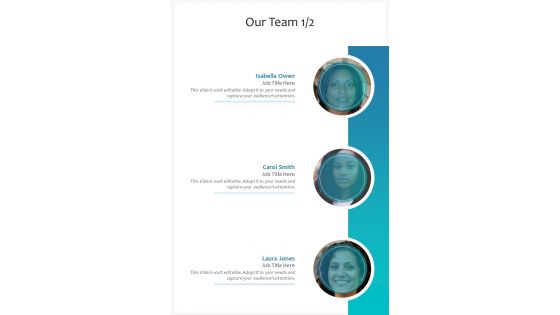 Our Team Business Proposal Template One Pager Sample Example Document