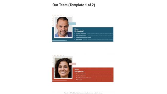 Our Team Commercial Proposal One Pager Sample Example Document