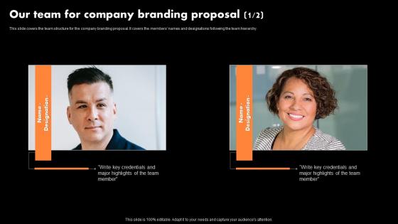 Our Team For Company Branding Proposal Ppt Professional Design Ideas