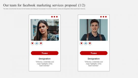 Our Team For Facebook Marketing Services Proposal