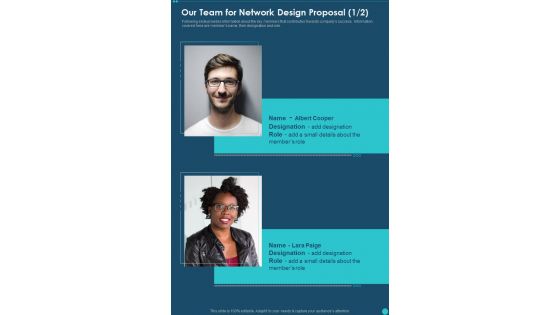 Our Team For Network Design Proposal One Pager Sample Example Document