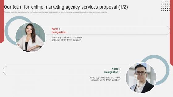 Our Team For Online Marketing Agency Services Proposal Ppt Powerpoint Presentation Gallery