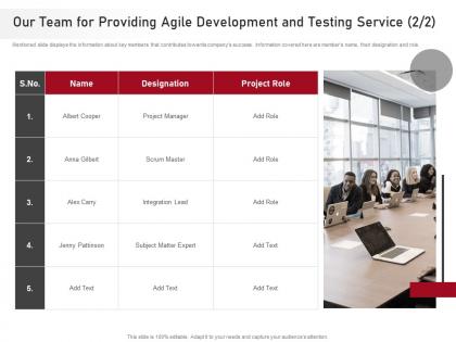 Our team for providing agile proposal agile development testing it ppt outline