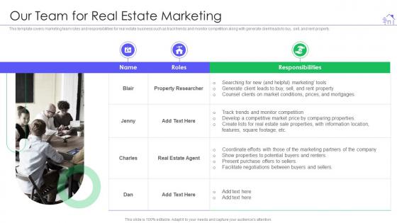 Our team for real estate marketing real estate marketing strategy ppt inspiration