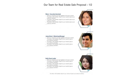Our Team For Real Estate Sale Proposal One Pager Sample Example Document