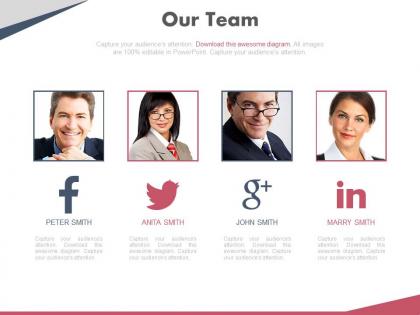 Our team for social media marketing powerpoint slides