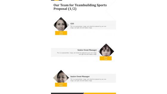 Our Team For Teambuilding Sports Proposal One Pager Sample Example Document