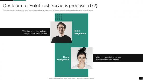 Our Team For Valet Trash Services Proposal Ppt Powerpoint Presentation Professional Clipart