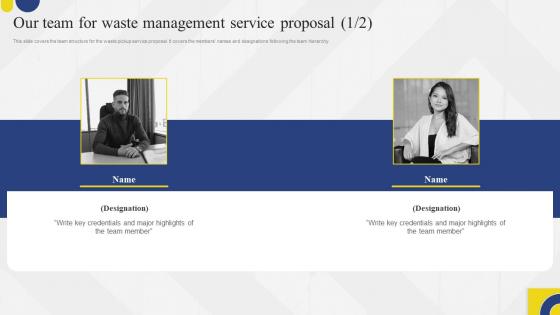 Our Team For Waste Management Service Proposal Ppt Show Infographic Template