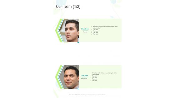 Our Team Landscaping Proposal Template One Pager Sample Example Document