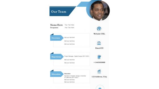 Our Team Marketing Proposal One Pager Sample Example Document