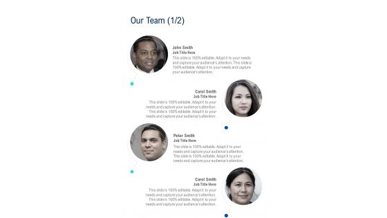 Our Team New Business Proposal One Pager Sample Example Document