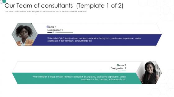Our team of consultants devops consulting proposal it ppt portfolio template