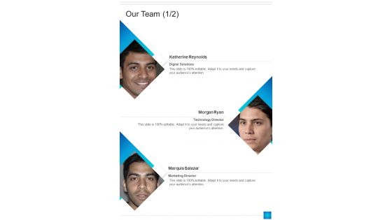 Our Team Online Marketing Proposal One Pager Sample Example Document