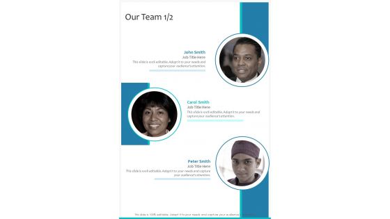 Our Team Partnership Proposal One Pager Sample Example Document
