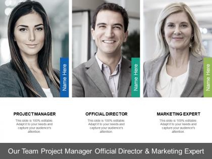 Our team project manager official director and marketing expert