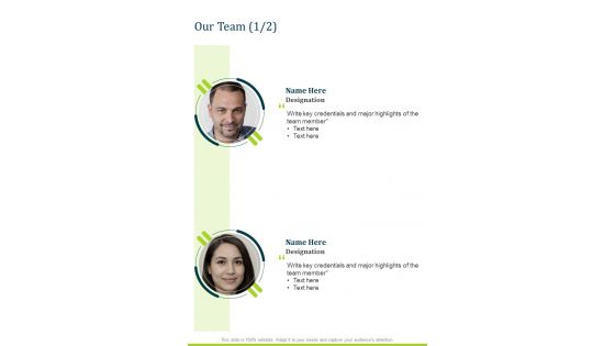Our Team Shuttling Proposal One Pager Sample Example Document