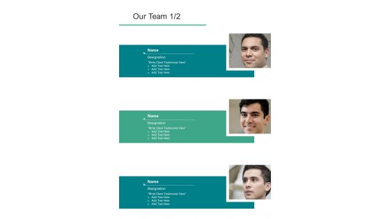Our Team Solar Proposal Template One Pager Sample Example Document
