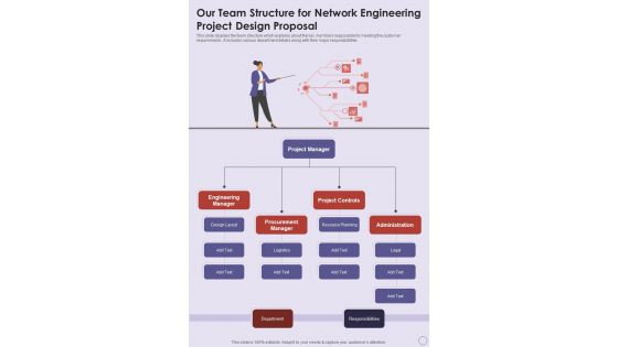 Our Team Structure For Network Engineering Project Design Proposal One Pager Sample Example Document