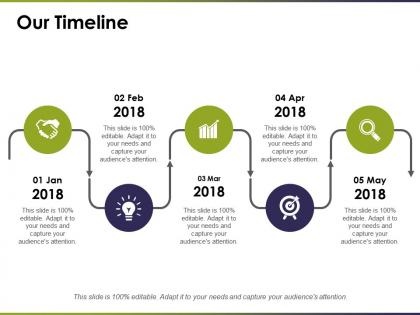 Our timeline with yearly management ppt professional outfit