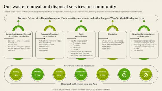 Our Waste Removal And Disposal Services For Community Garbage Collection Services Proposal