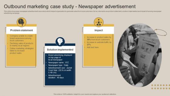 Outbound Marketing Case Study Newspaper Advertisement Pushing Marketing Message MKT SS V