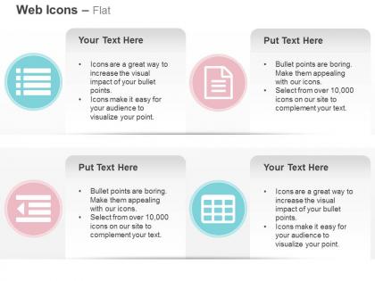 Outdent list file text table ppt icons graphics