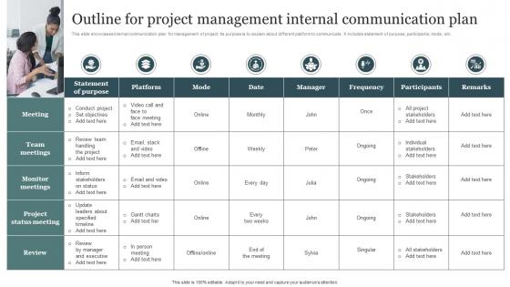 Outline For Project Management Internal Communication Plan