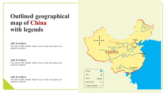 Outlined Geographical Map Of China With Legends