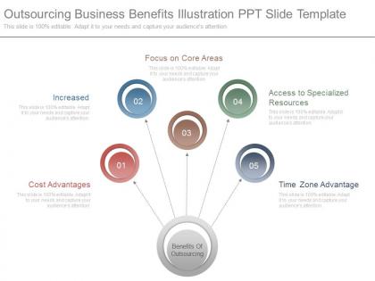 Outsourcing business benefits illustration ppt slide template
