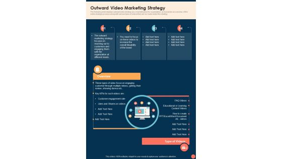 Outward Video Marketing Strategy One Pager Sample Example Document