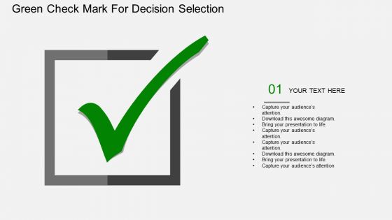 Ov green check mark for decision selection flat powerpoint design